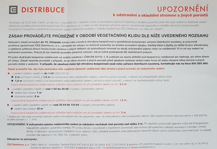 EZ - Upozornn k odstrann a okletn stromov a jinch porost foto-20180914_150910